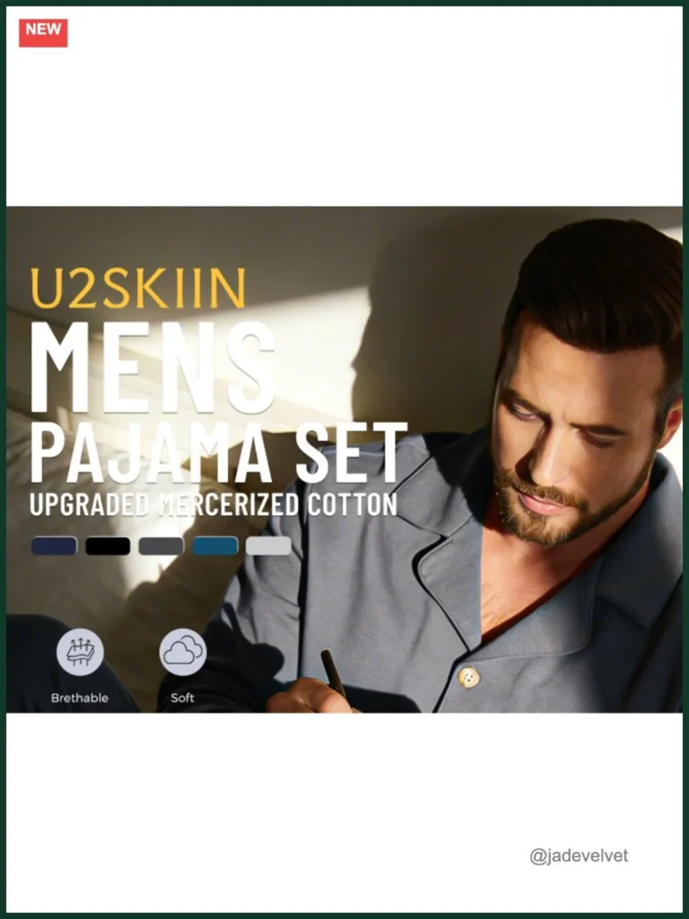 100% Cotton Pajama Set Long Sleeve Button Down Sleepwear for Men